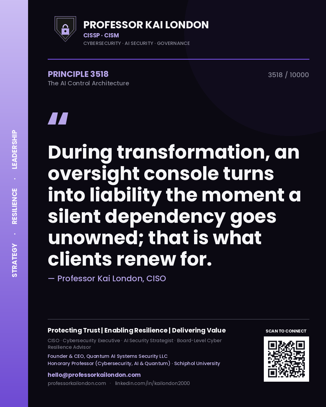 Professor Kai London principle 3518: During transformation, an oversight console turns into liability the moment a silent dependency goes unowned; that is what clients renew for.