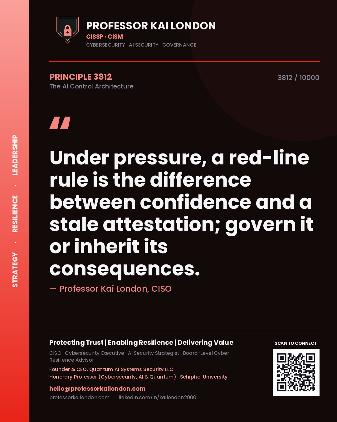 Professor Kai London principle 3812: Under pressure, a red-line rule is the difference between confidence and a stale attestation; govern it or inherit its consequences.