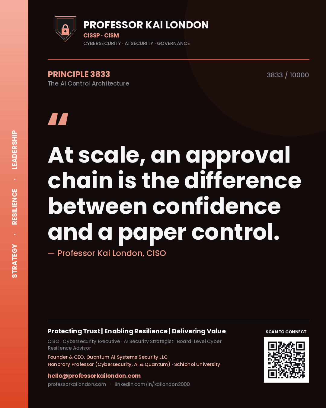 Professor Kai London principle 3833: At scale, an approval chain is the difference between confidence and a paper control.