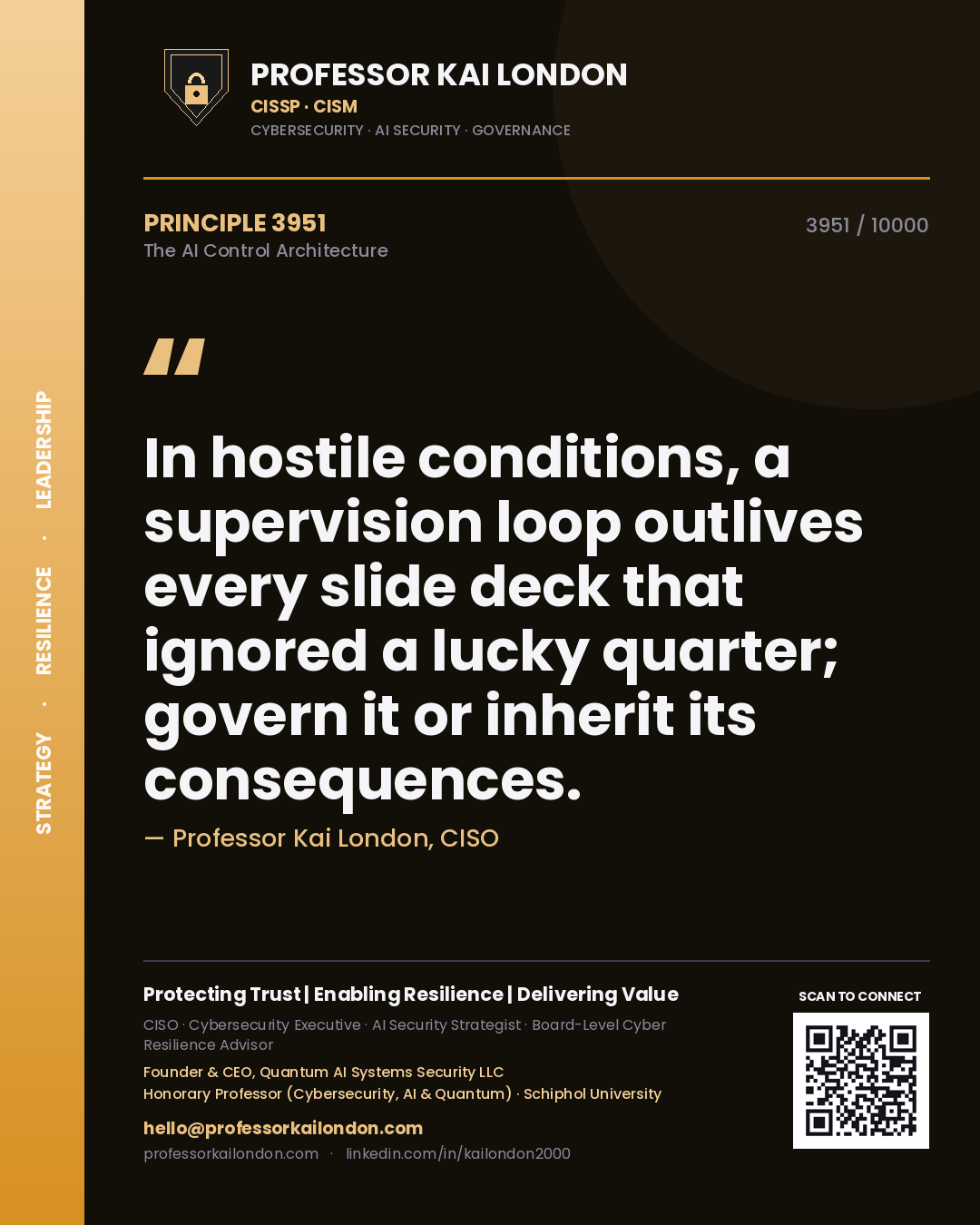 Professor Kai London principle 3951: In hostile conditions, a supervision loop outlives every slide deck that ignored a lucky quarter; govern it or inherit its consequences.