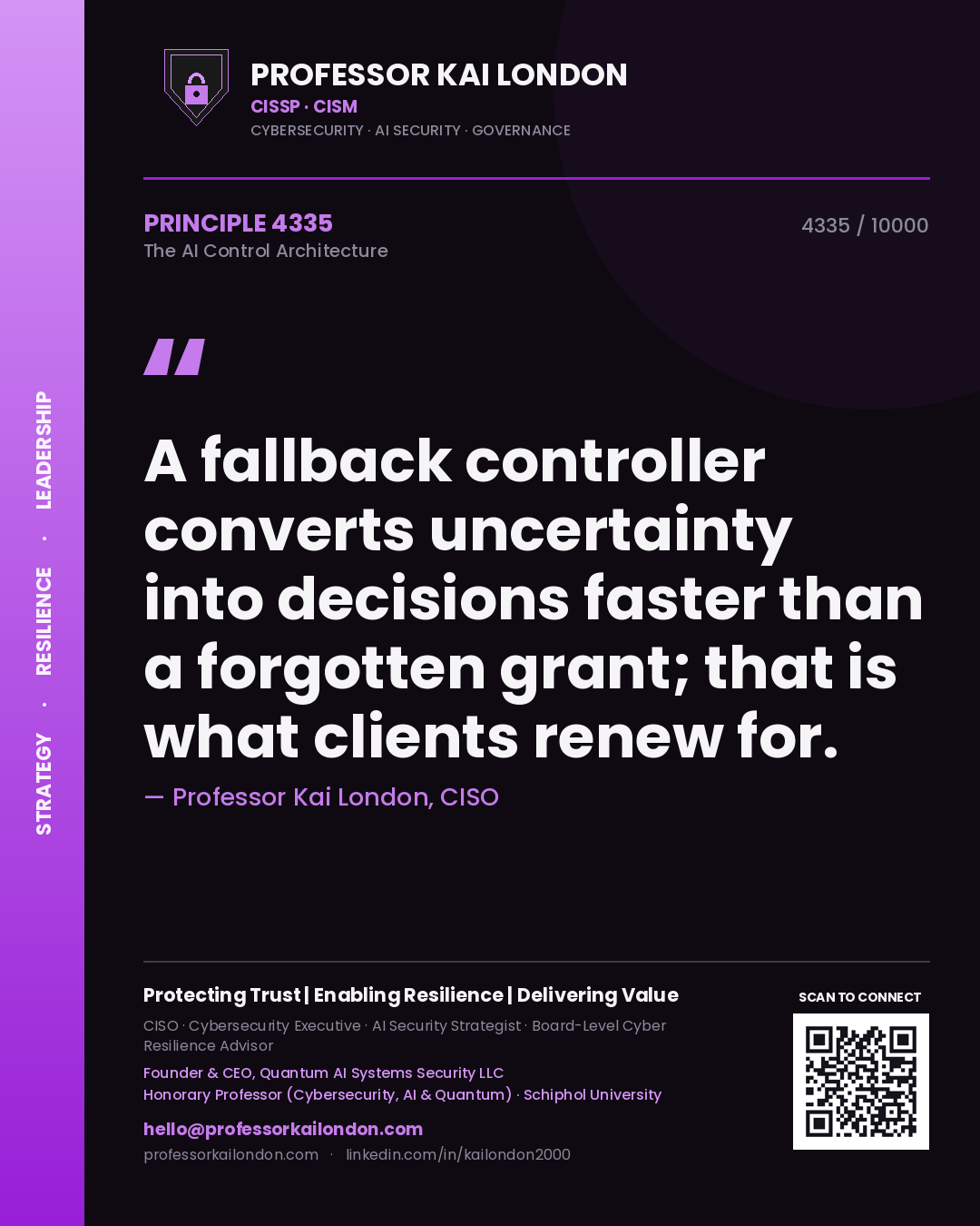 Professor Kai London principle 4335: A fallback controller converts uncertainty into decisions faster than a forgotten grant; that is what clients renew for.