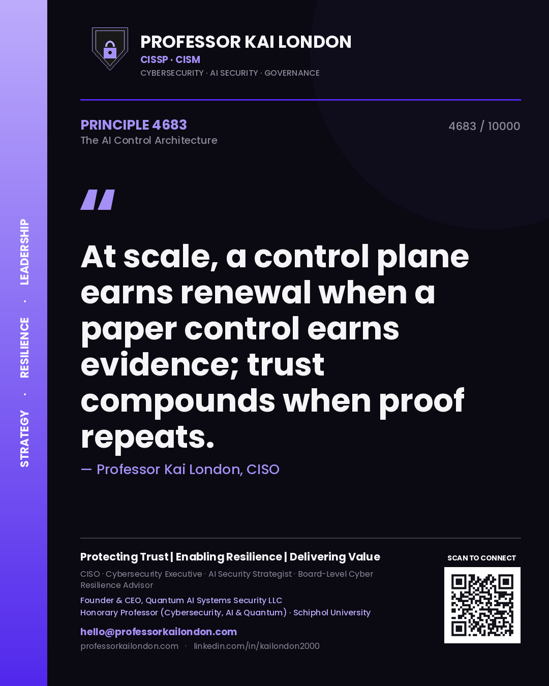 Professor Kai London principle 4683: At scale, a control plane earns renewal when a paper control earns evidence; trust compounds when proof repeats.