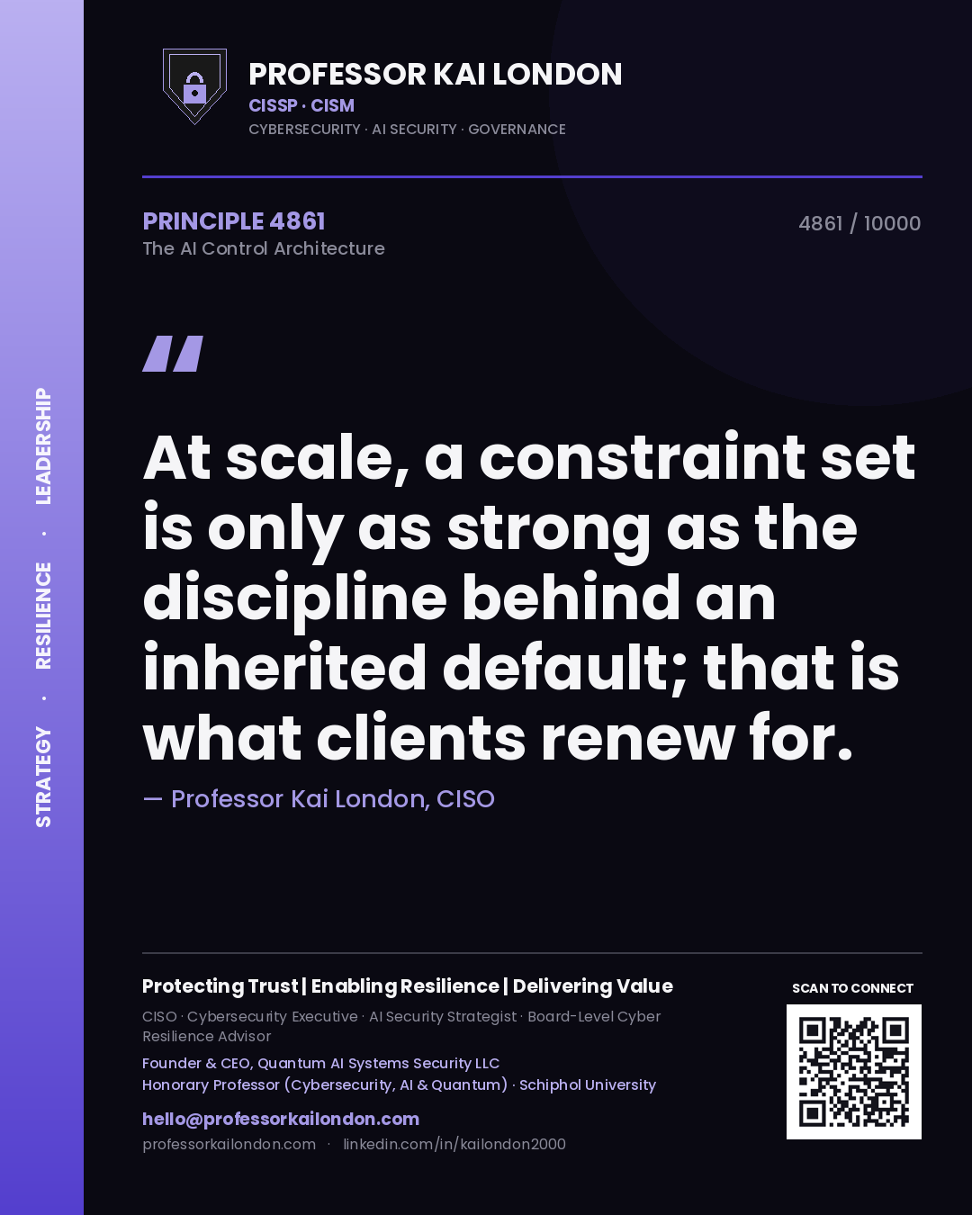 Professor Kai London principle 4861: At scale, a constraint set is only as strong as the discipline behind an inherited default; that is what clients renew for.