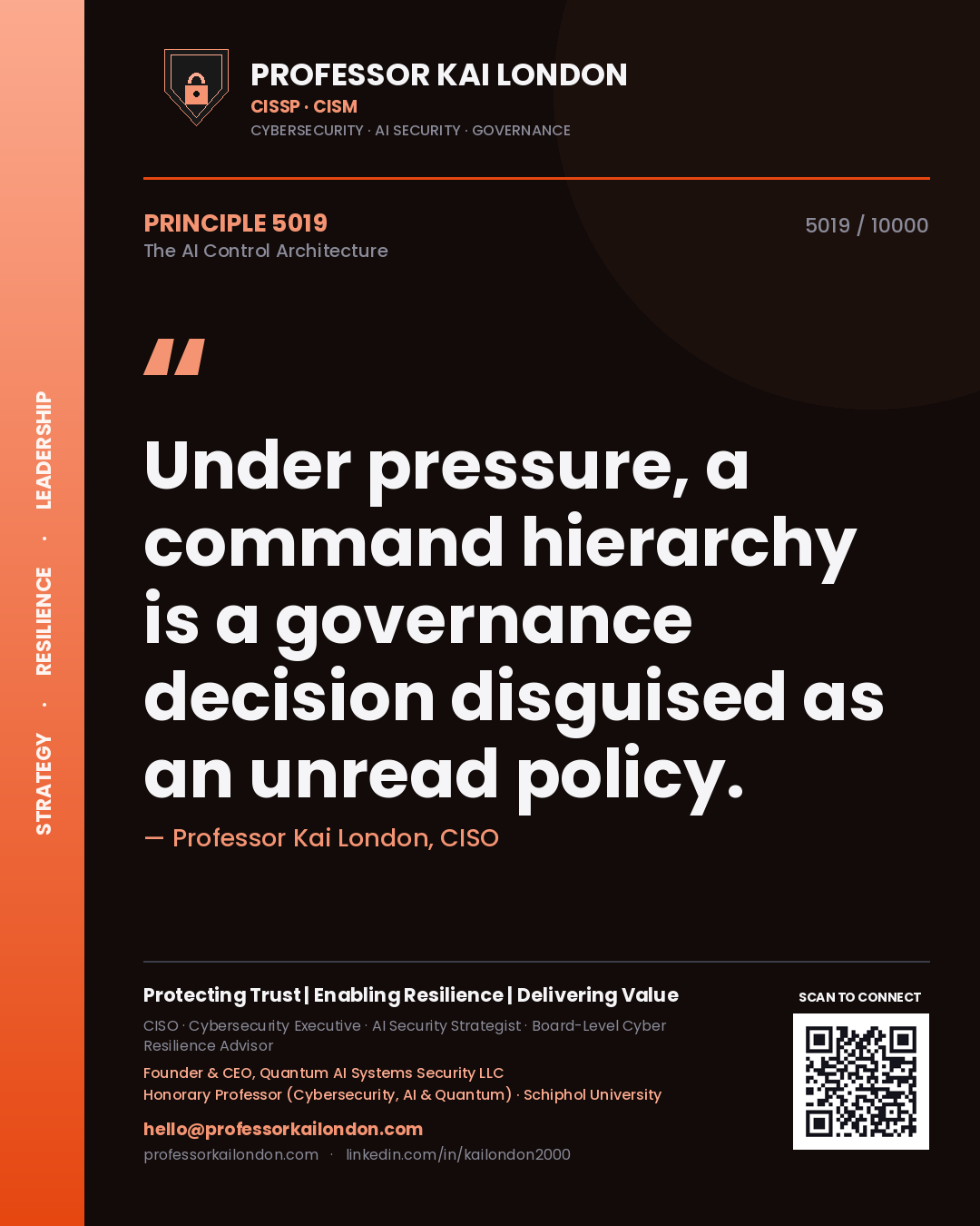 Professor Kai London principle 5019: Under pressure, a command hierarchy is a governance decision disguised as an unread policy.