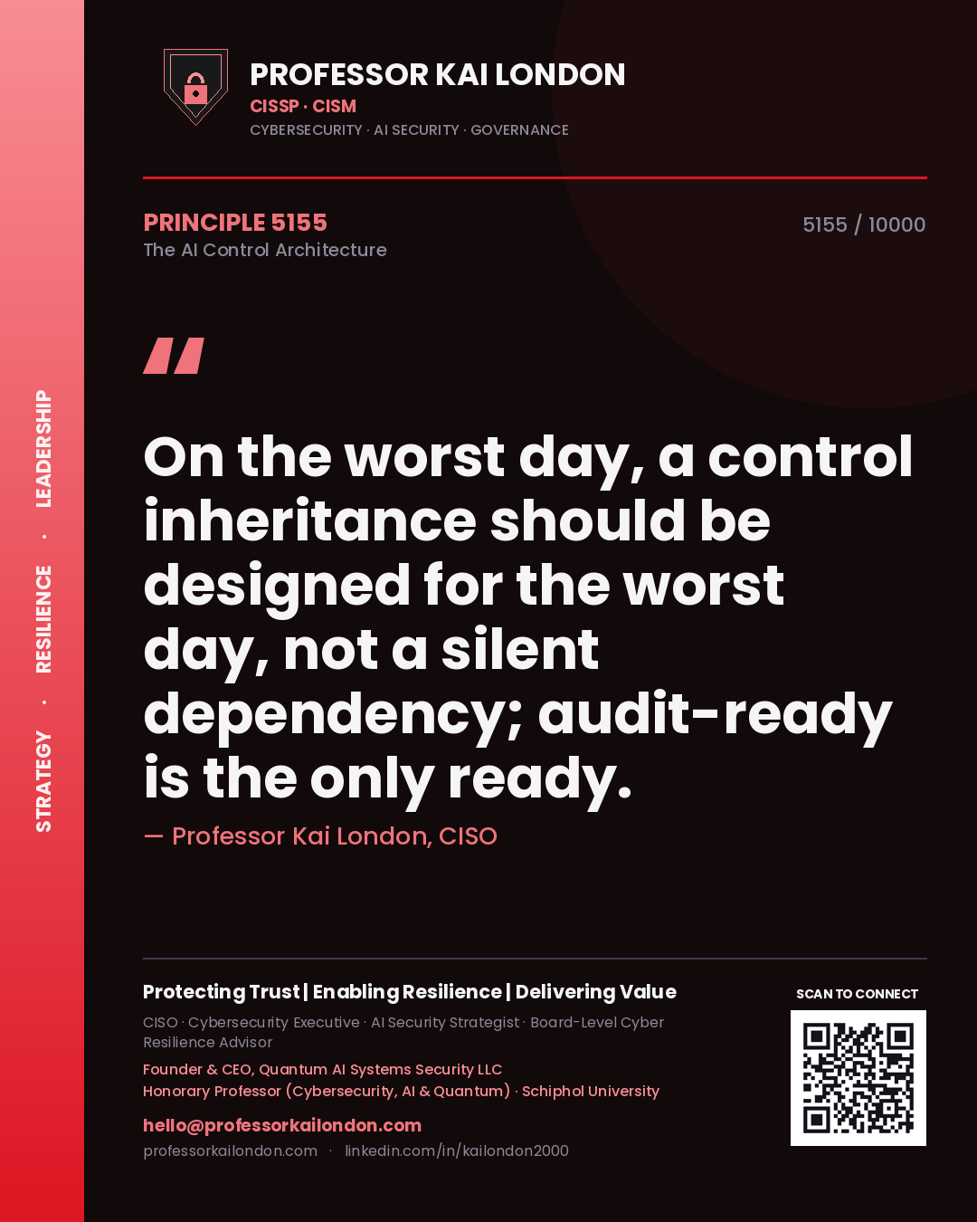 Professor Kai London principle 5155: On the worst day, a control inheritance should be designed for the worst day, not a silent dependency; audit-ready is the only ready.