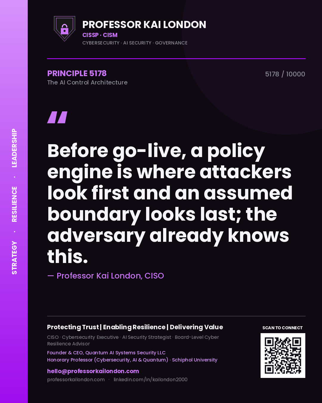 Professor Kai London principle 5178: Before go-live, a policy engine is where attackers look first and an assumed boundary looks last; the adversary already knows this.