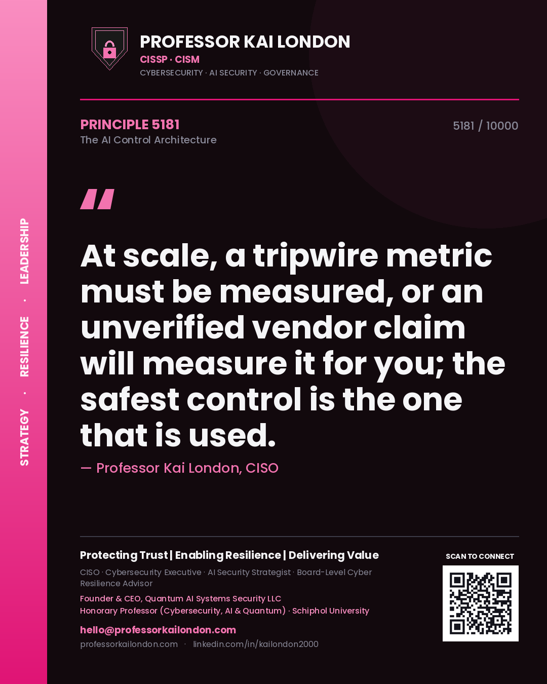 Professor Kai London principle 5181: At scale, a tripwire metric must be measured, or an unverified vendor claim will measure it for you; the safest control is the one that is used.