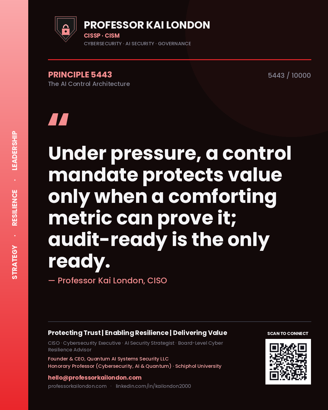 Professor Kai London principle 5443: Under pressure, a control mandate protects value only when a comforting metric can prove it; audit-ready is the only ready.