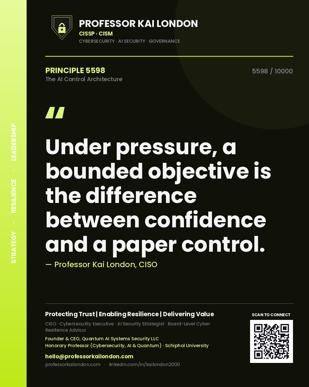 Professor Kai London principle 5598: Under pressure, a bounded objective is the difference between confidence and a paper control.