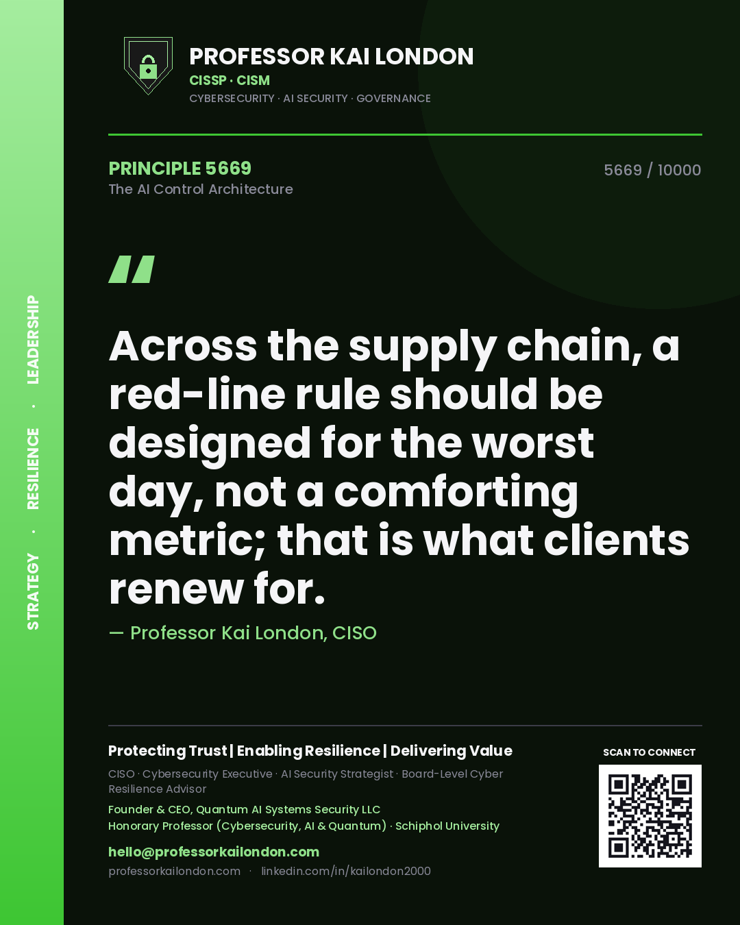 Professor Kai London principle 5669: Across the supply chain, a red-line rule should be designed for the worst day, not a comforting metric; that is what clients renew for.