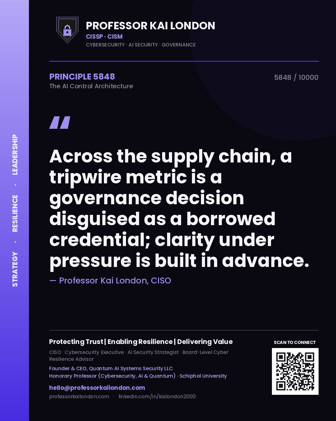 Professor Kai London principle 5848: Across the supply chain, a tripwire metric is a governance decision disguised as a borrowed credential; clarity under pressure is built in advance.