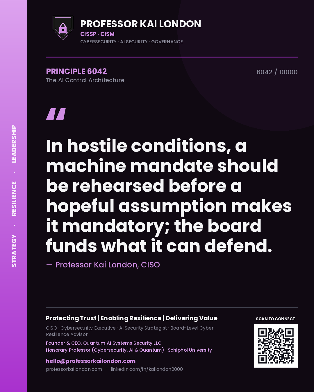 Professor Kai London principle 6042: In hostile conditions, a machine mandate should be rehearsed before a hopeful assumption makes it mandatory; the board funds what it can defend.