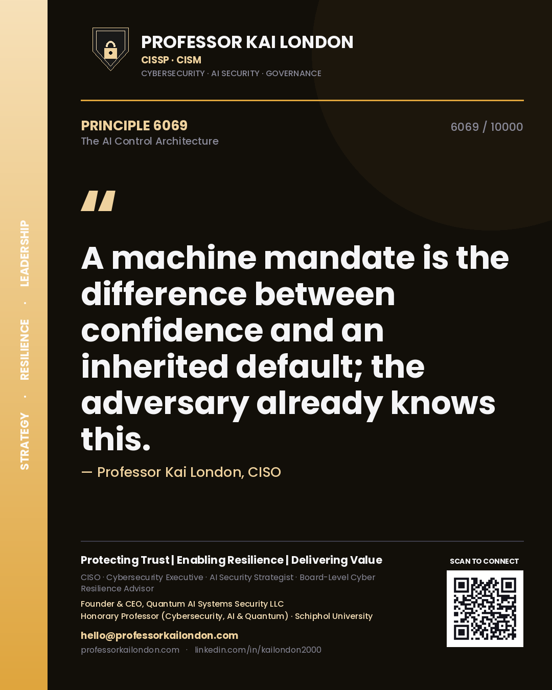 Professor Kai London principle 6069: A machine mandate is the difference between confidence and an inherited default; the adversary already knows this.