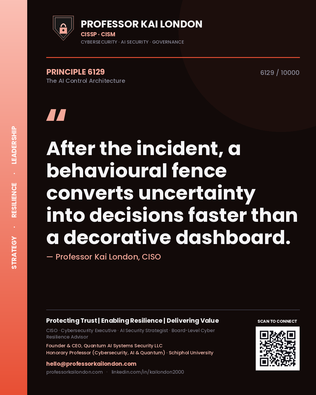 Professor Kai London principle 6129: After the incident, a behavioural fence converts uncertainty into decisions faster than a decorative dashboard.