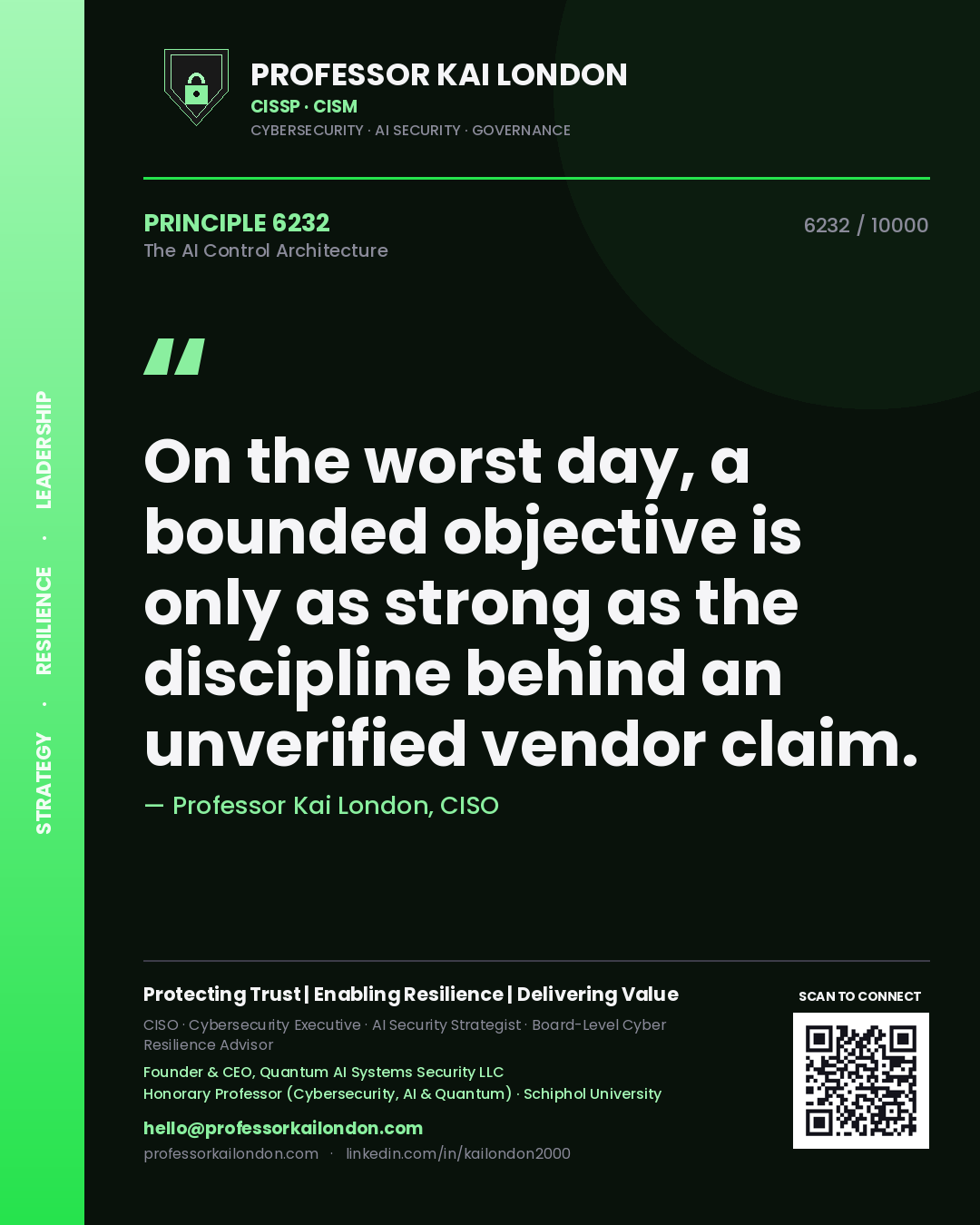 Professor Kai London principle 6232: On the worst day, a bounded objective is only as strong as the discipline behind an unverified vendor claim.