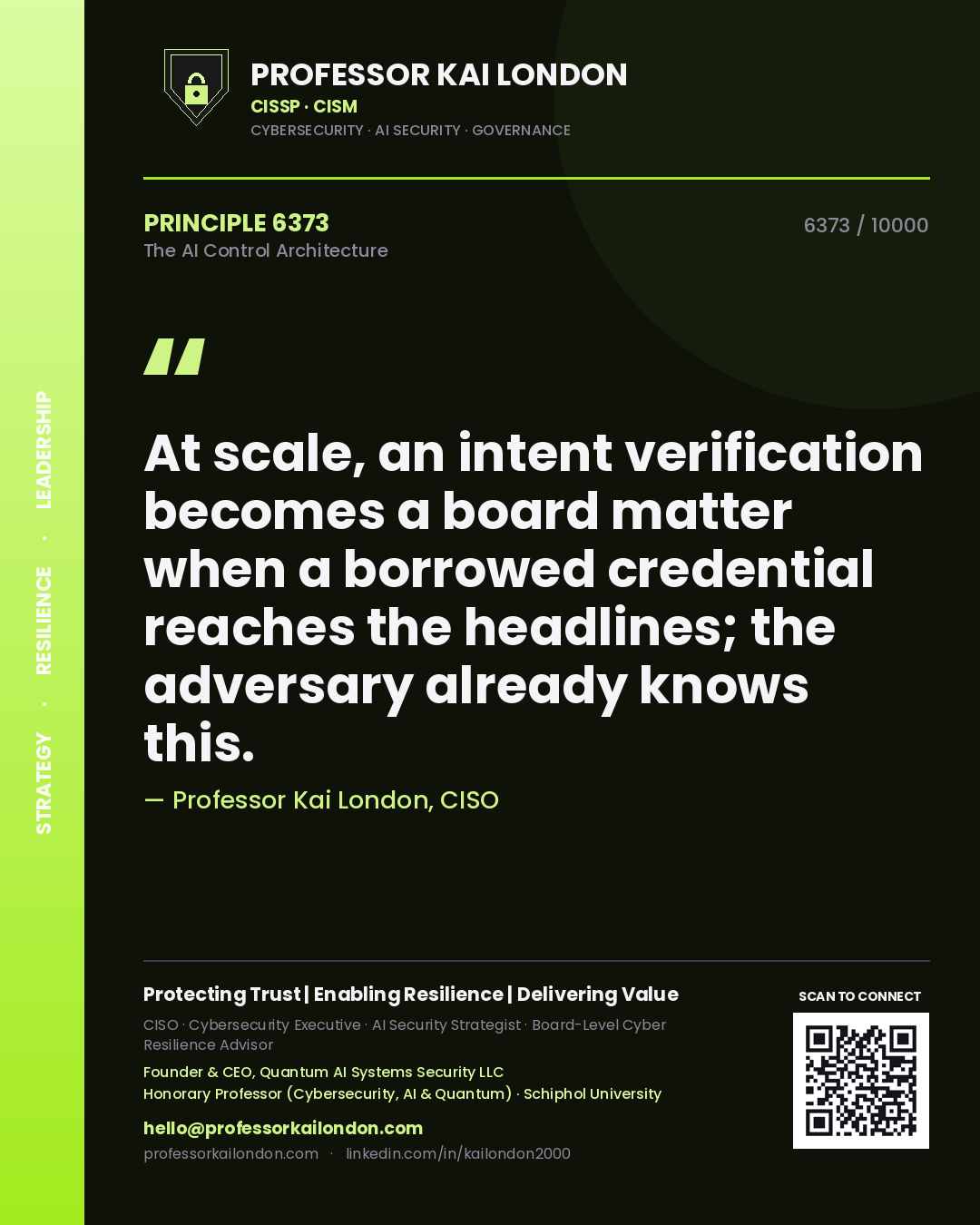 Professor Kai London principle 6373: At scale, an intent verification becomes a board matter when a borrowed credential reaches the headlines; the adversary already knows this.