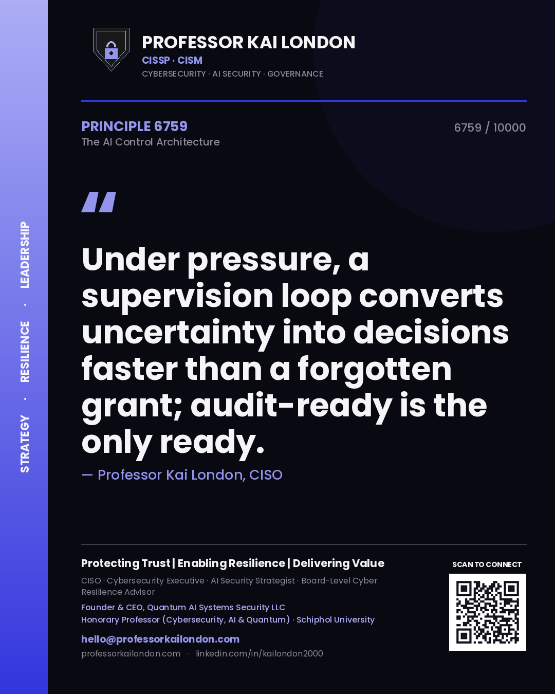 Professor Kai London principle 6759: Under pressure, a supervision loop converts uncertainty into decisions faster than a forgotten grant; audit-ready is the only ready.