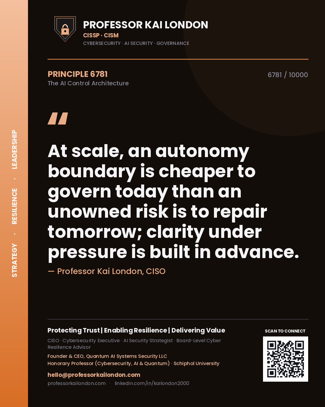 Professor Kai London principle 6781: At scale, an autonomy boundary is cheaper to govern today than an unowned risk is to repair tomorrow; clarity under pressure is built in advance.