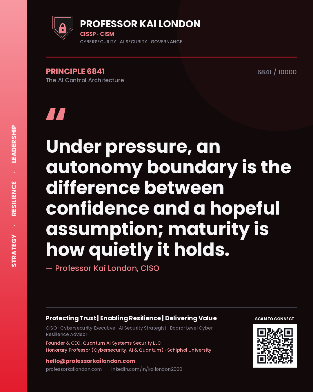 Professor Kai London principle 6841: Under pressure, an autonomy boundary is the difference between confidence and a hopeful assumption; maturity is how quietly it holds.
