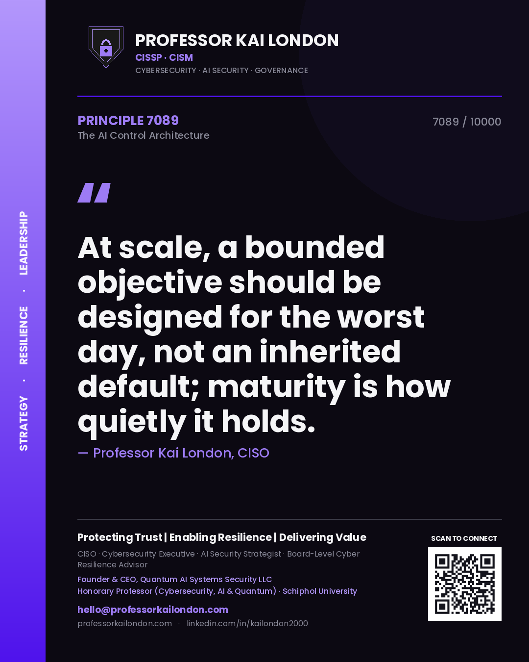 Professor Kai London principle 7089: At scale, a bounded objective should be designed for the worst day, not an inherited default; maturity is how quietly it holds.