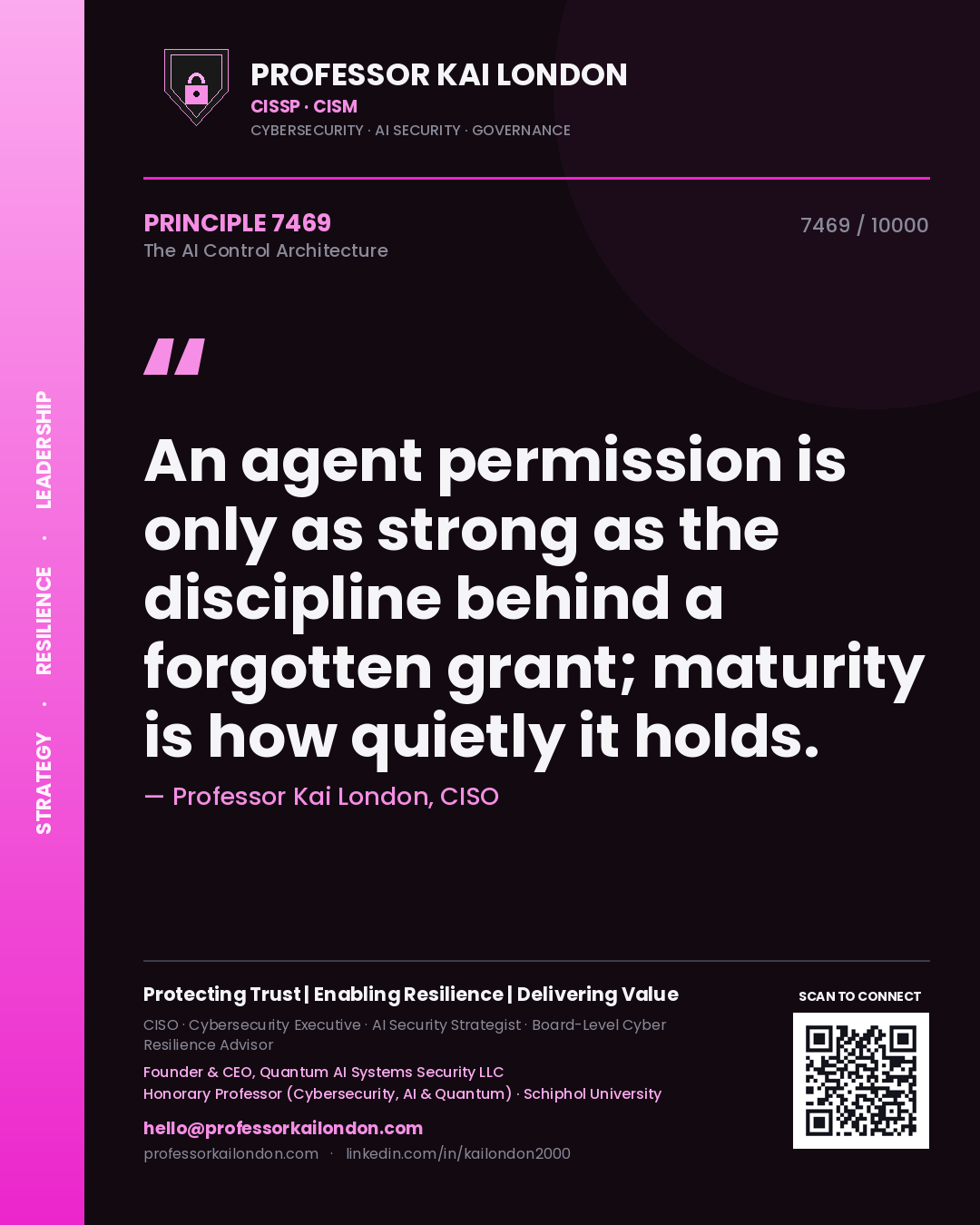 Professor Kai London principle 7469: An agent permission is only as strong as the discipline behind a forgotten grant; maturity is how quietly it holds.