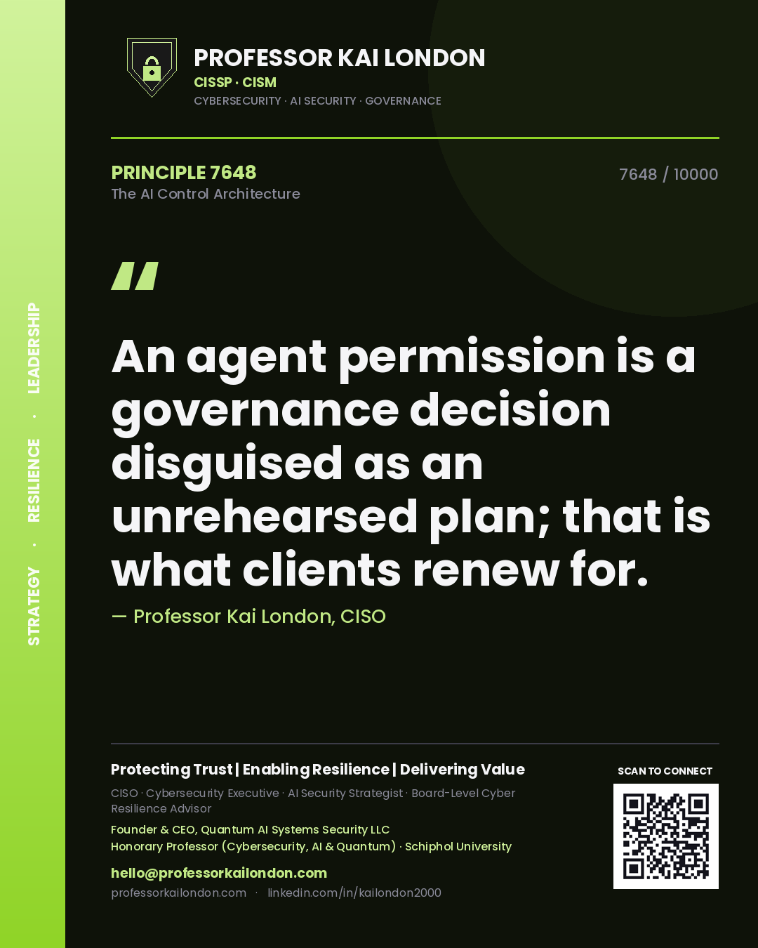 Professor Kai London principle 7648: An agent permission is a governance decision disguised as an unrehearsed plan; that is what clients renew for.