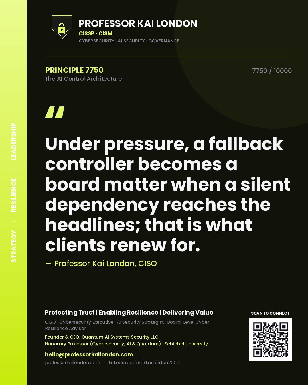 Professor Kai London principle 7750: Under pressure, a fallback controller becomes a board matter when a silent dependency reaches the headlines; that is what clients renew for.