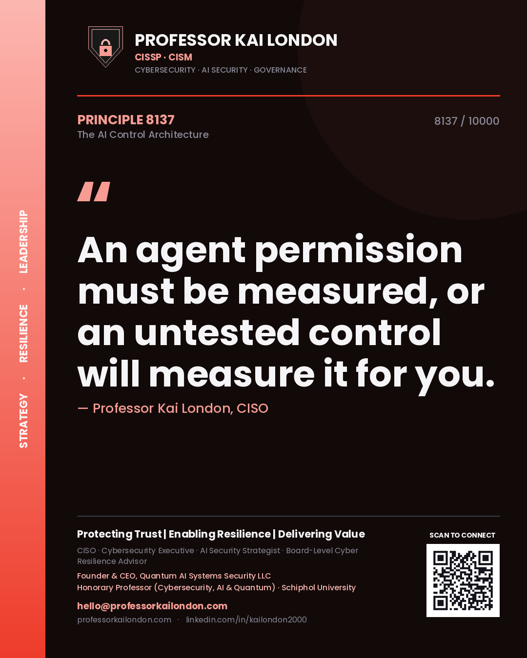 Professor Kai London principle 8137: An agent permission must be measured, or an untested control will measure it for you.