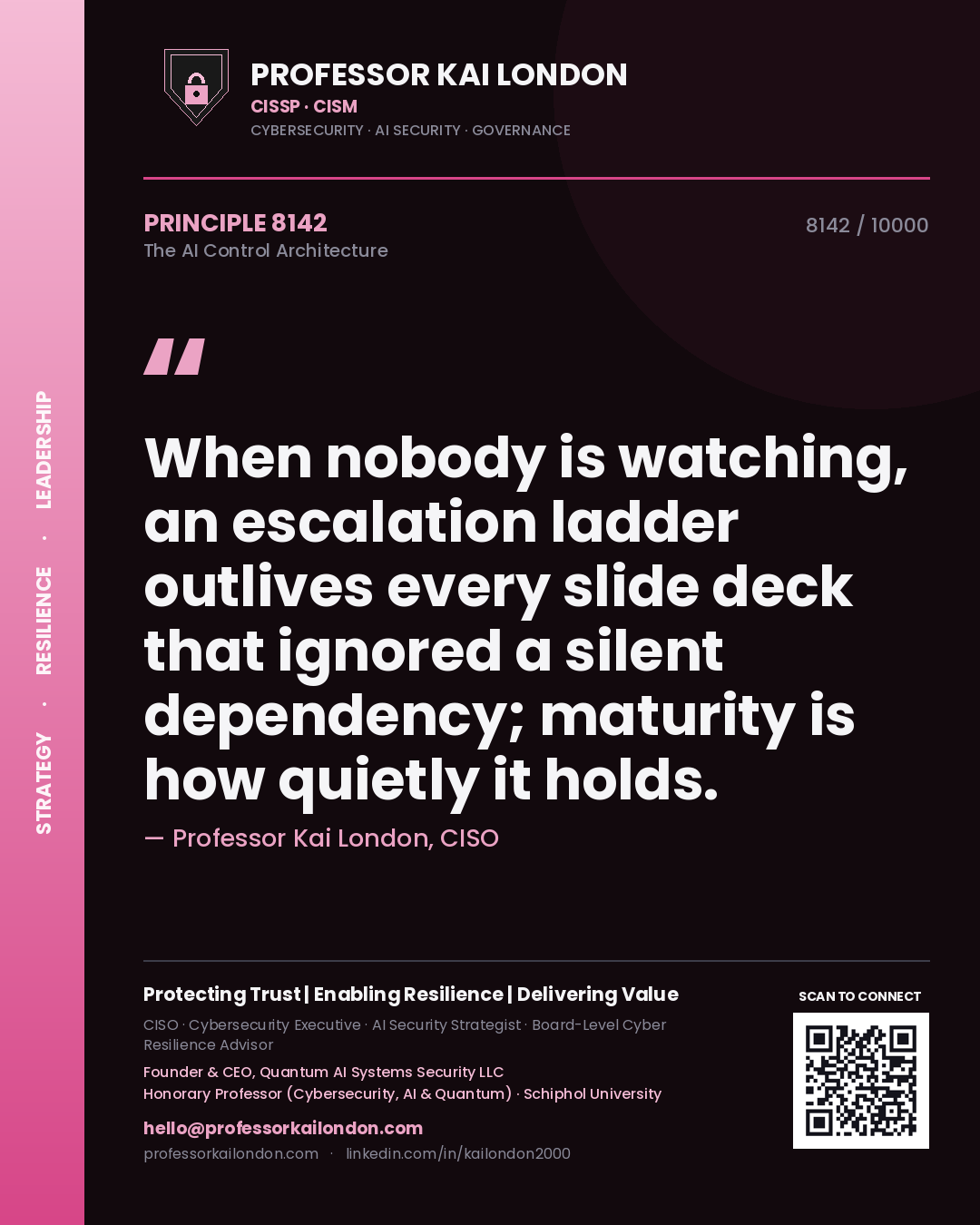 Professor Kai London principle 8142: When nobody is watching, an escalation ladder outlives every slide deck that ignored a silent dependency; maturity is how quietly it holds.