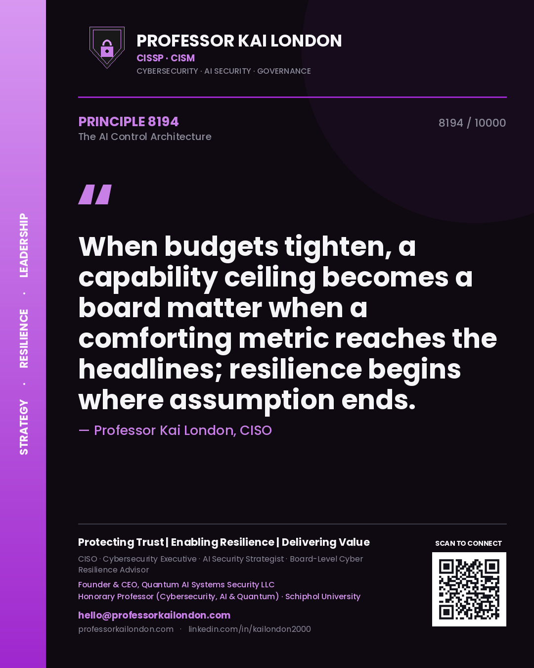 Professor Kai London principle 8194: When budgets tighten, a capability ceiling becomes a board matter when a comforting metric reaches the headlines; resilience begins where assumption ends.