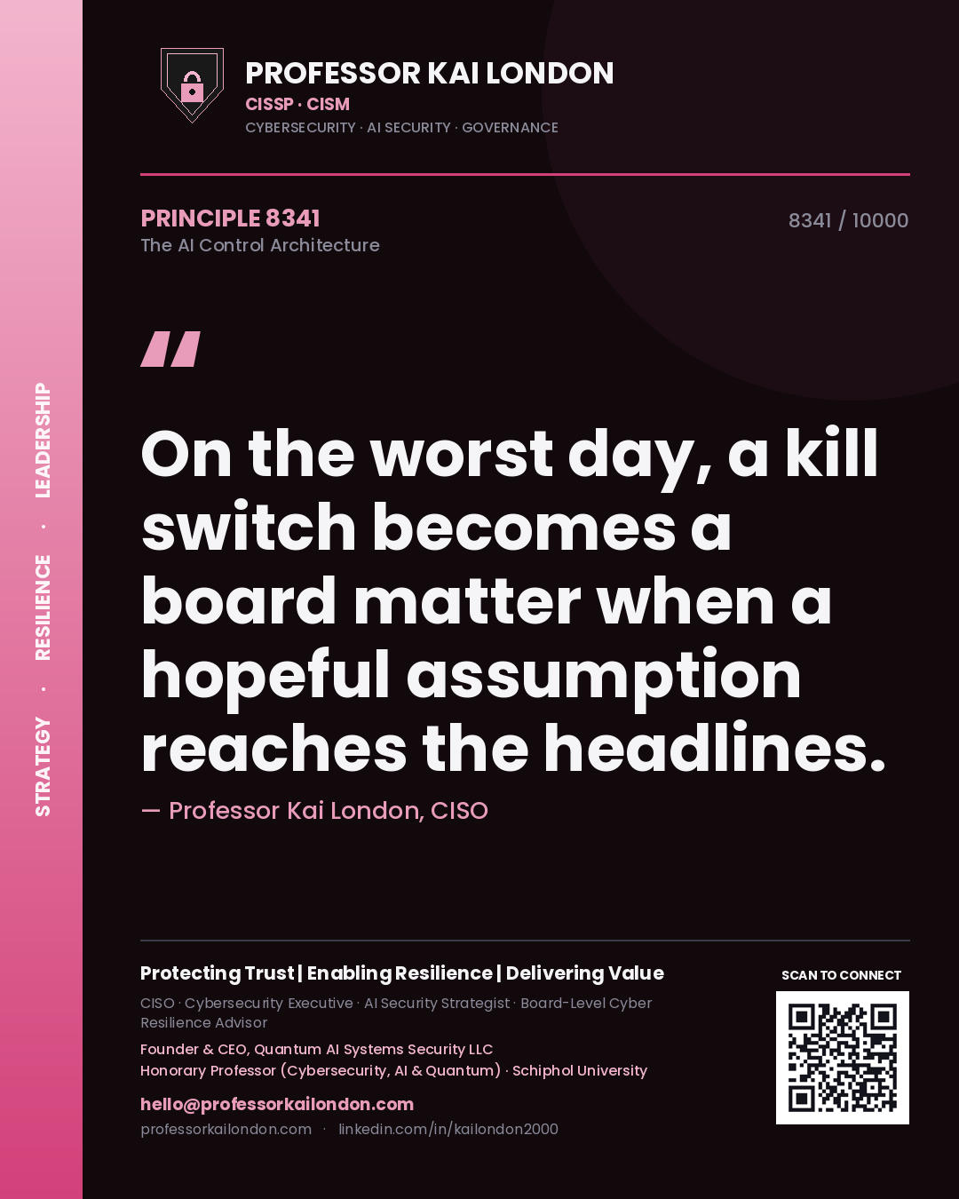 Professor Kai London principle 8341: On the worst day, a kill switch becomes a board matter when a hopeful assumption reaches the headlines.