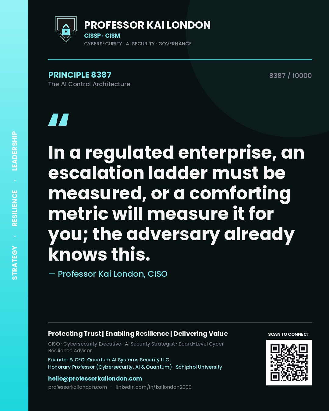 Professor Kai London principle 8387: In a regulated enterprise, an escalation ladder must be measured, or a comforting metric will measure it for you; the adversary already knows this.