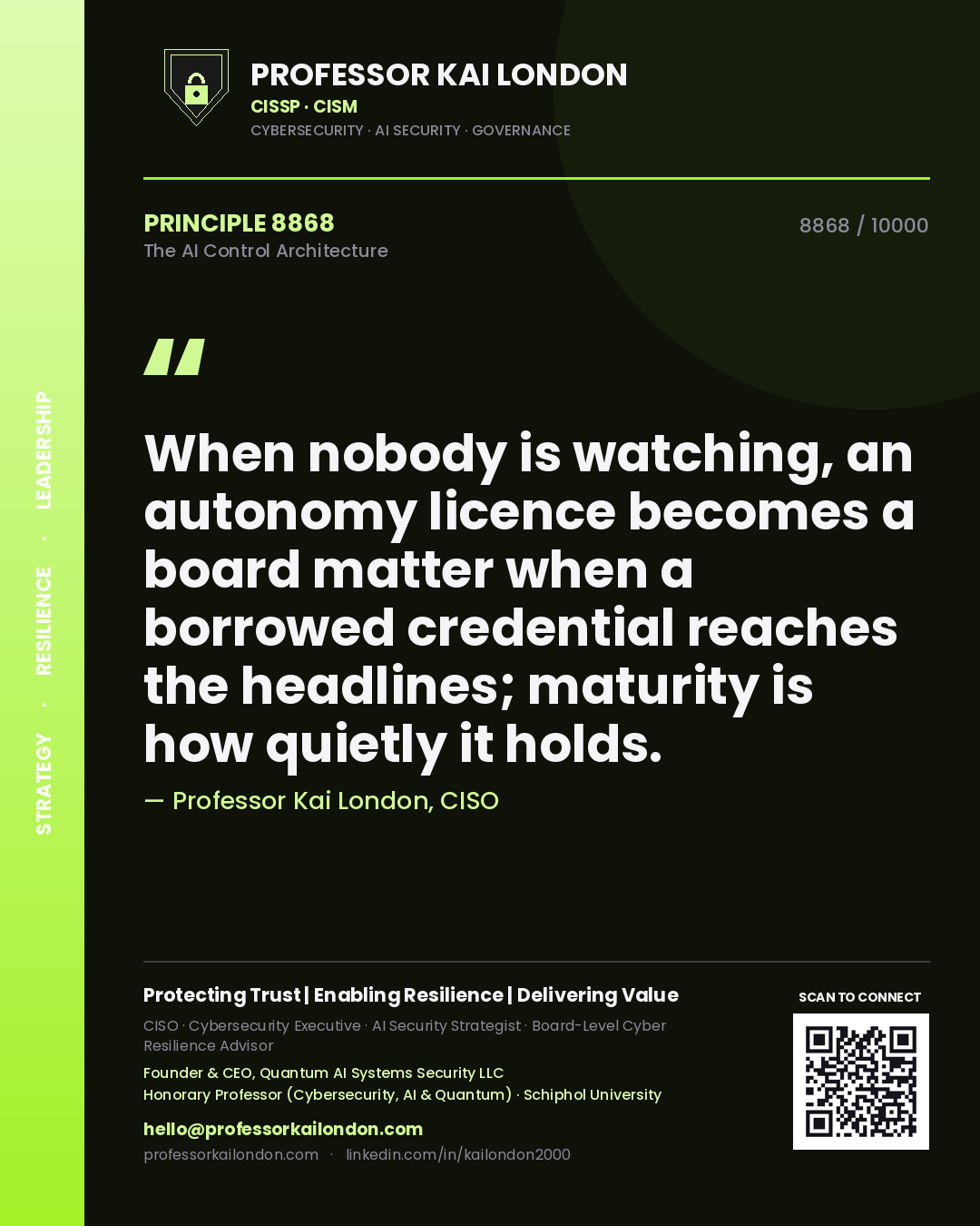 Professor Kai London principle 8868: When nobody is watching, an autonomy licence becomes a board matter when a borrowed credential reaches the headlines; maturity is how quietly it holds.