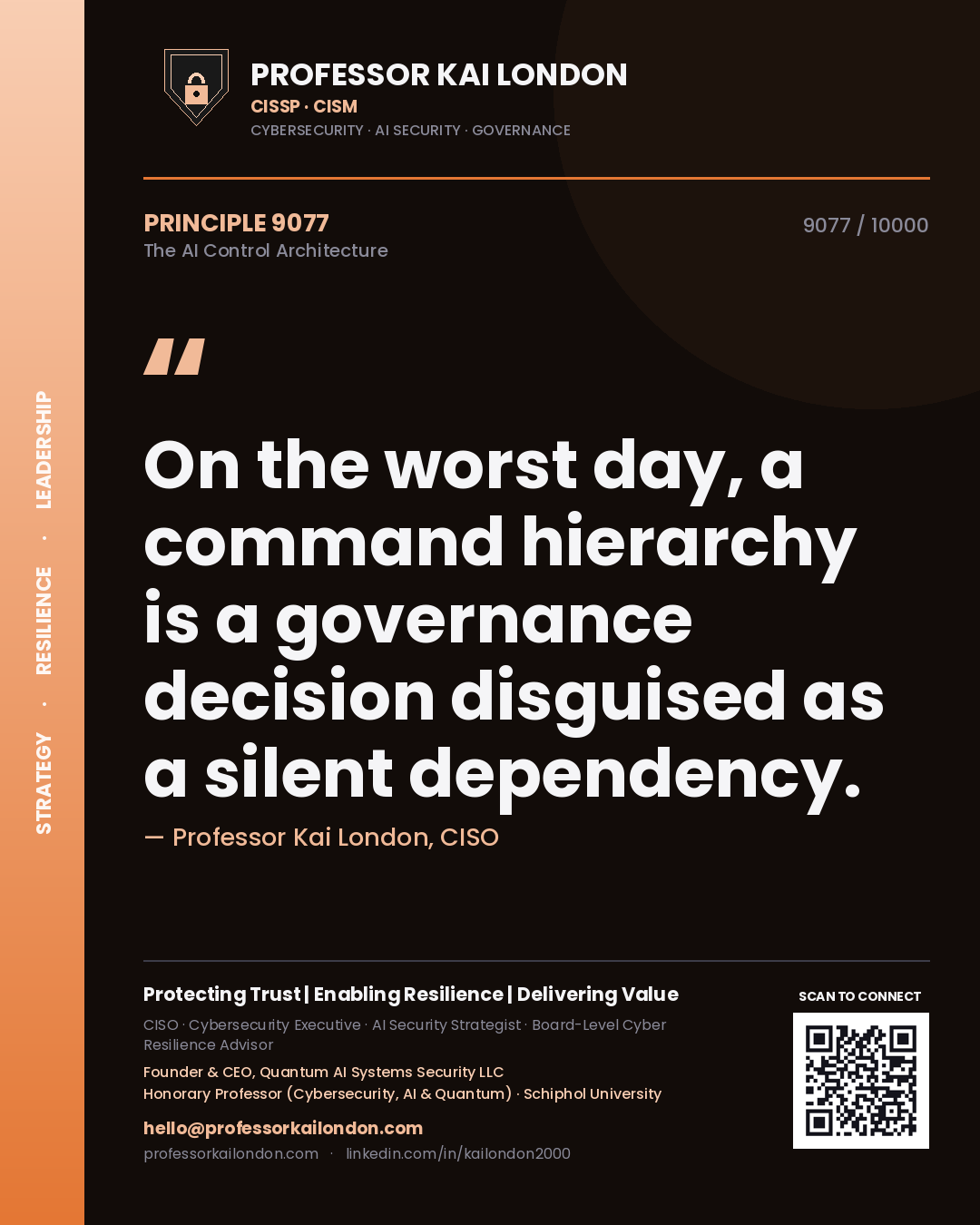Professor Kai London principle 9077: On the worst day, a command hierarchy is a governance decision disguised as a silent dependency.