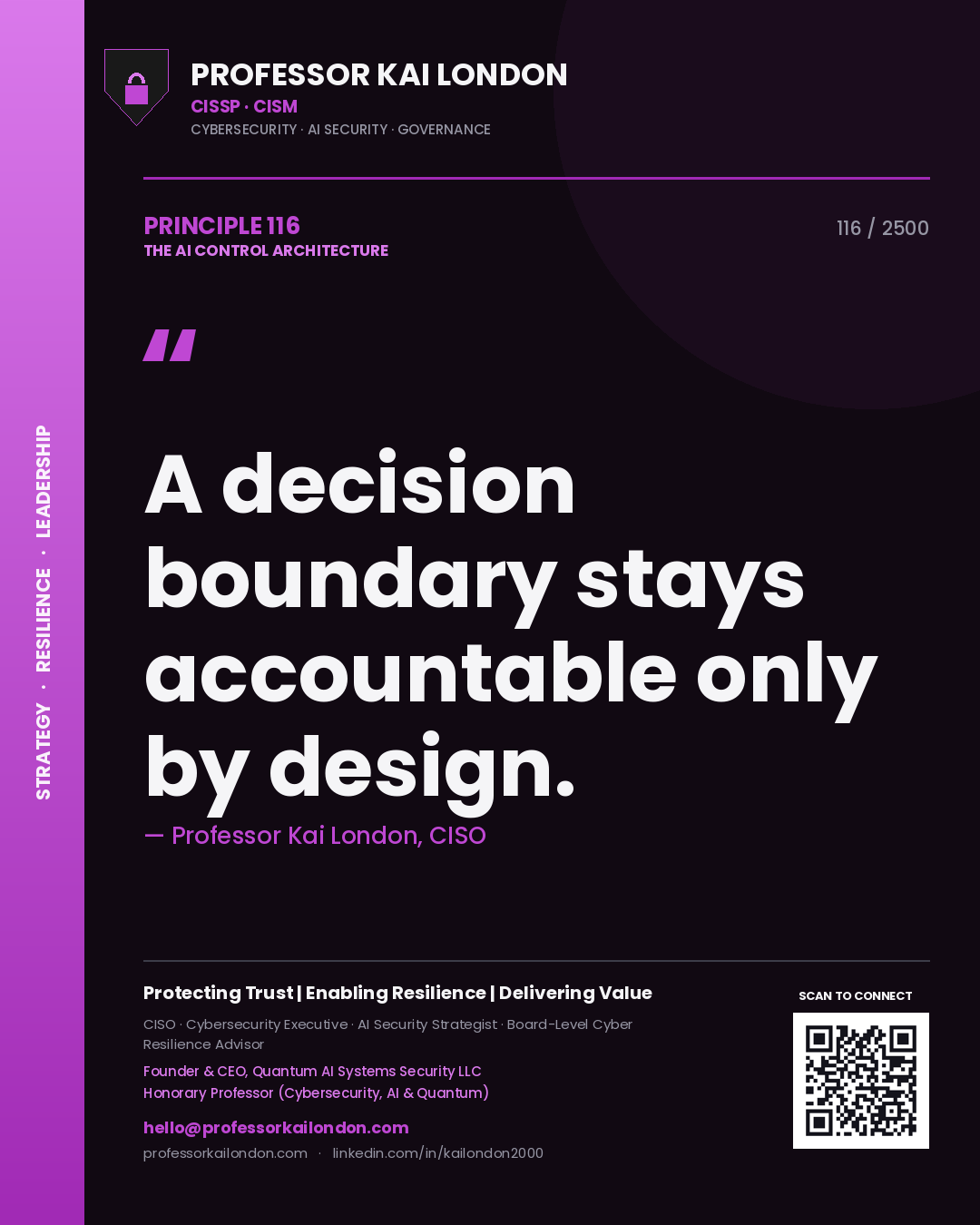 Professor Kai London principle 116: A decision boundary stays accountable only by design.