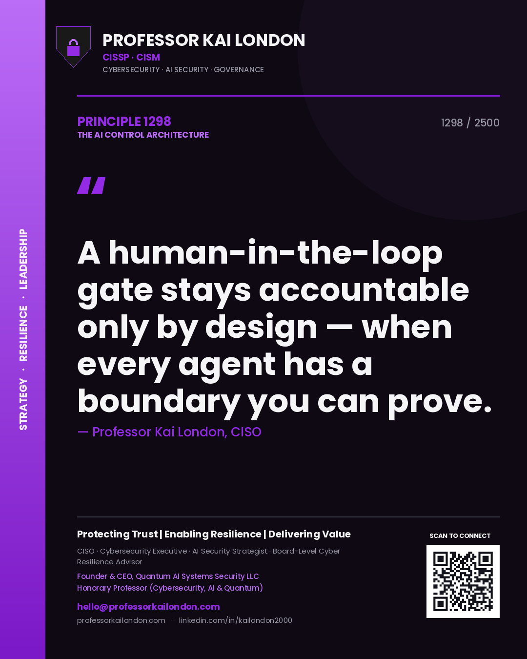 Professor Kai London principle 1298: A human-in-the-loop gate stays accountable only by design — when every agent has a boundary you can prove.
