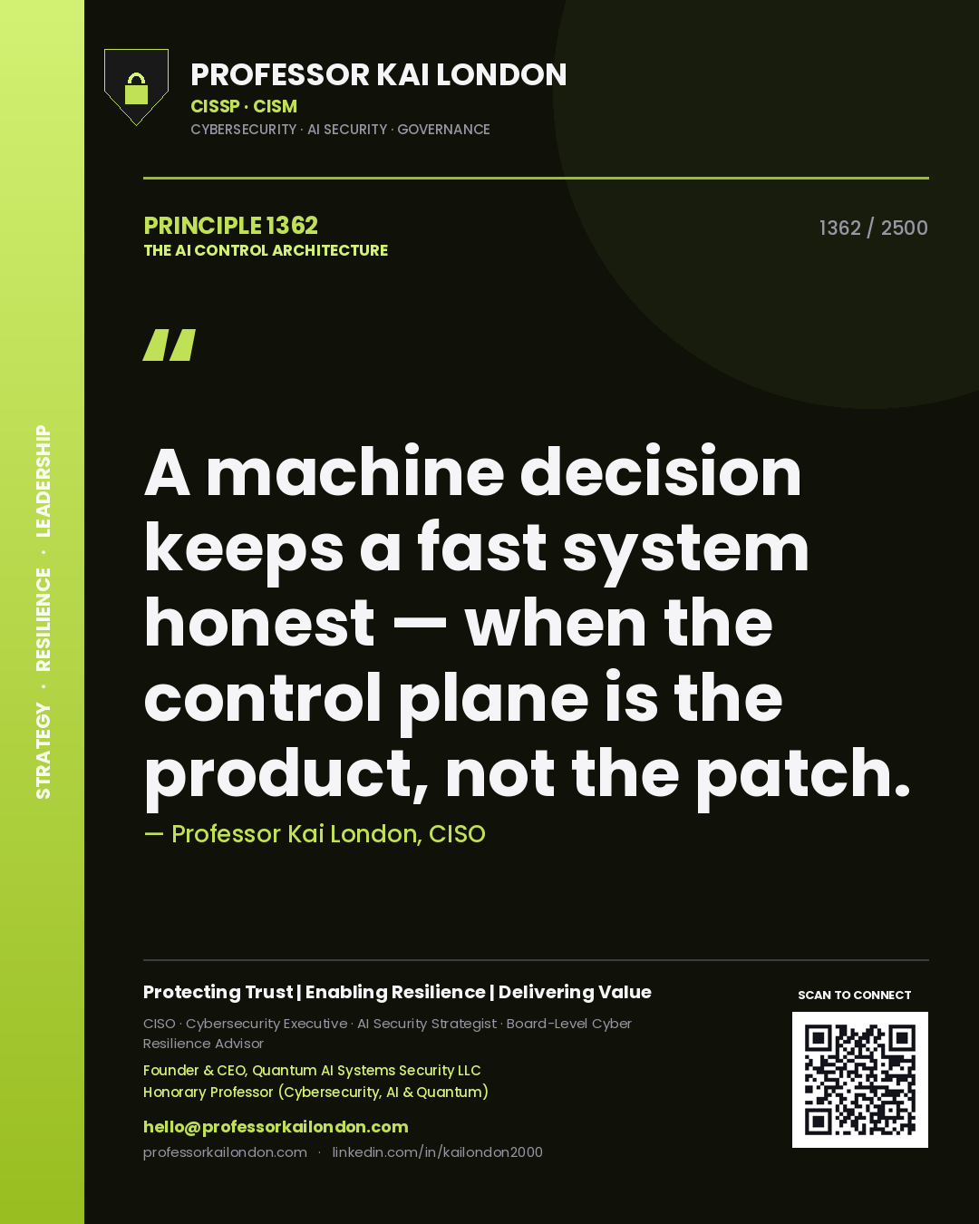 Professor Kai London principle 1362: A machine decision keeps a fast system honest — when the control plane is the product, not the patch.