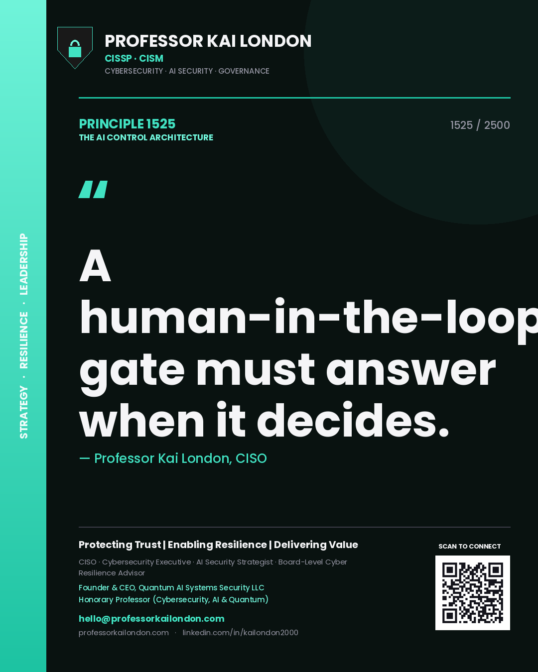 Professor Kai London principle 1525: A human-in-the-loop gate must answer when it decides.