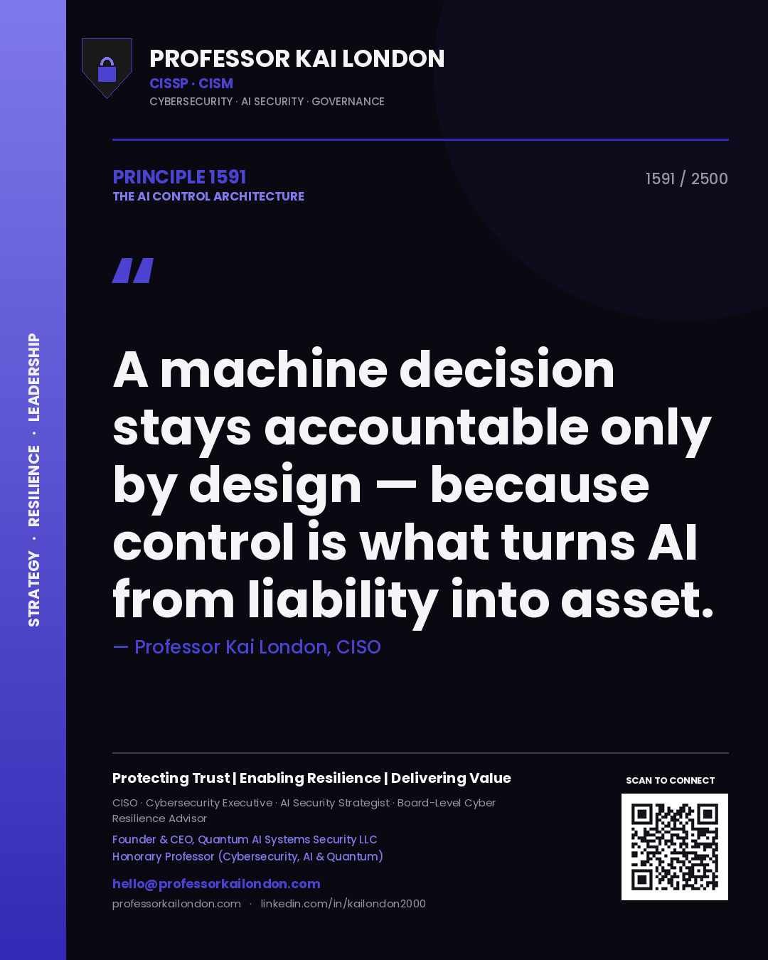 Professor Kai London principle 1591: A machine decision stays accountable only by design — because control is what turns AI from liability into asset.