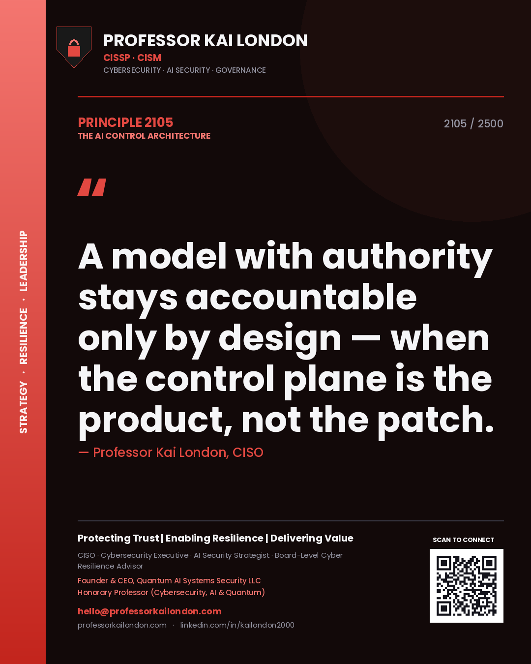 Professor Kai London principle 2105: A model with authority stays accountable only by design — when the control plane is the product, not the patch.