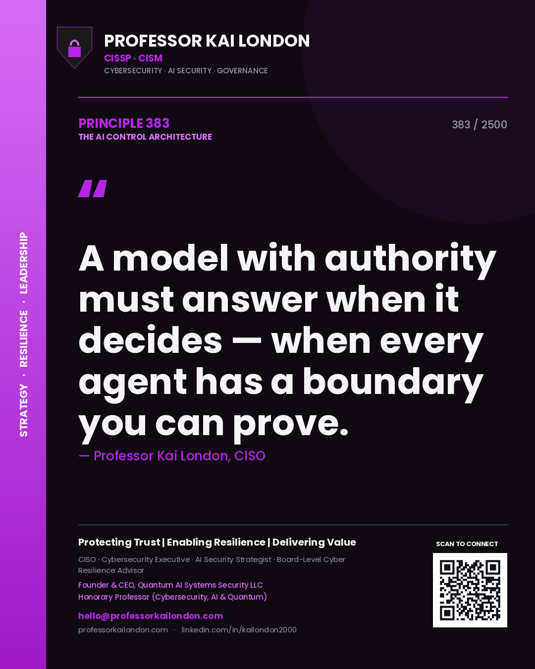 Professor Kai London principle 383: A model with authority must answer when it decides — when every agent has a boundary you can prove.