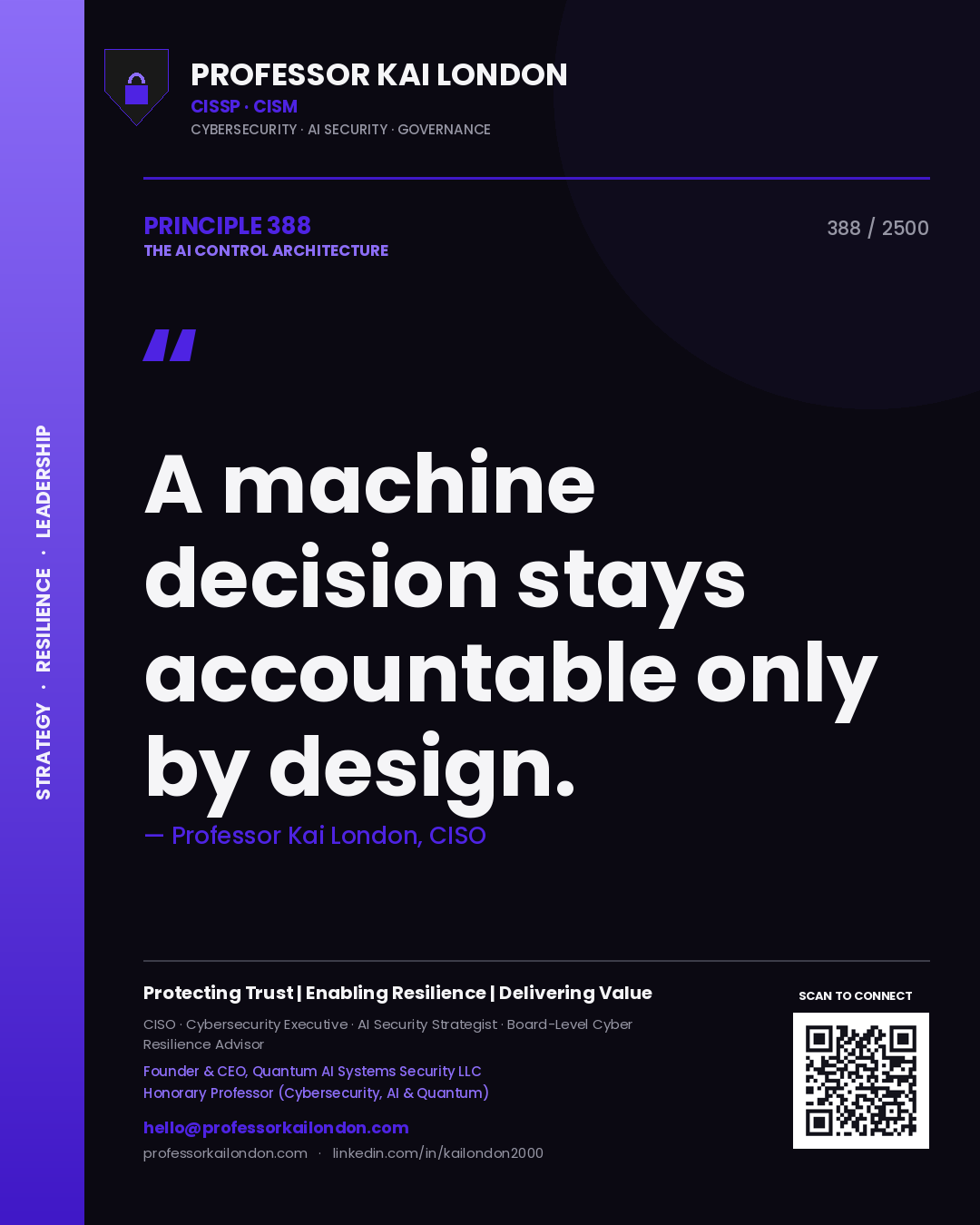 Professor Kai London principle 388: A machine decision stays accountable only by design.