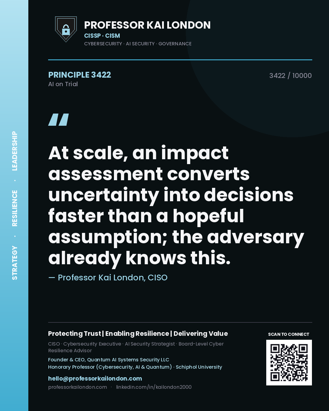 Professor Kai London principle 3422: At scale, an impact assessment converts uncertainty into decisions faster than a hopeful assumption; the adversary already knows this.
