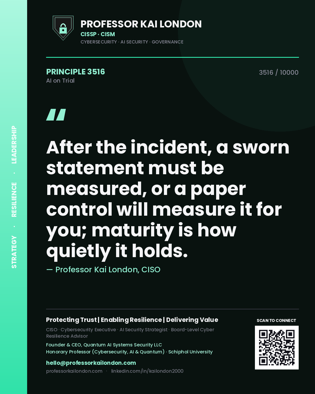 Professor Kai London principle 3516: After the incident, a sworn statement must be measured, or a paper control will measure it for you; maturity is how quietly it holds.