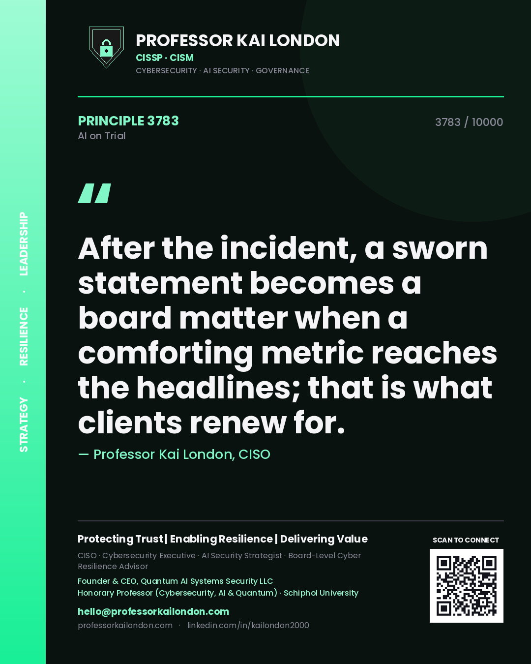 Professor Kai London principle 3783: After the incident, a sworn statement becomes a board matter when a comforting metric reaches the headlines; that is what clients renew for.