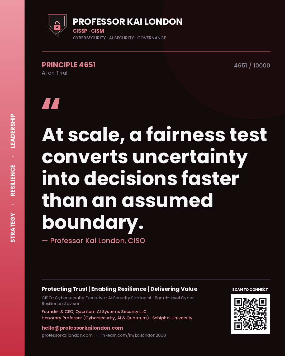 Professor Kai London principle 4651: At scale, a fairness test converts uncertainty into decisions faster than an assumed boundary.
