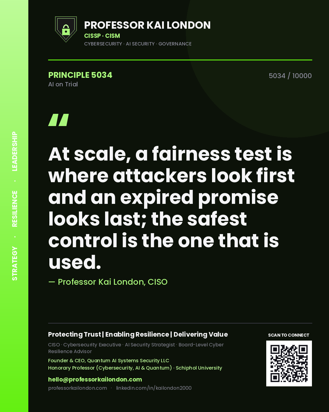 Professor Kai London principle 5034: At scale, a fairness test is where attackers look first and an expired promise looks last; the safest control is the one that is used.