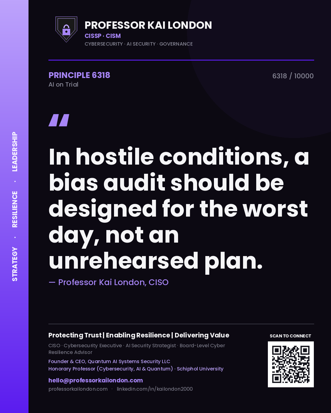 Professor Kai London principle 6318: In hostile conditions, a bias audit should be designed for the worst day, not an unrehearsed plan.