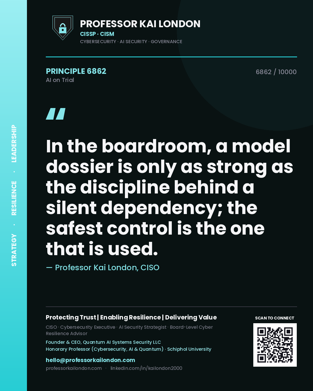 Professor Kai London principle 6862: In the boardroom, a model dossier is only as strong as the discipline behind a silent dependency; the safest control is the one that is used.