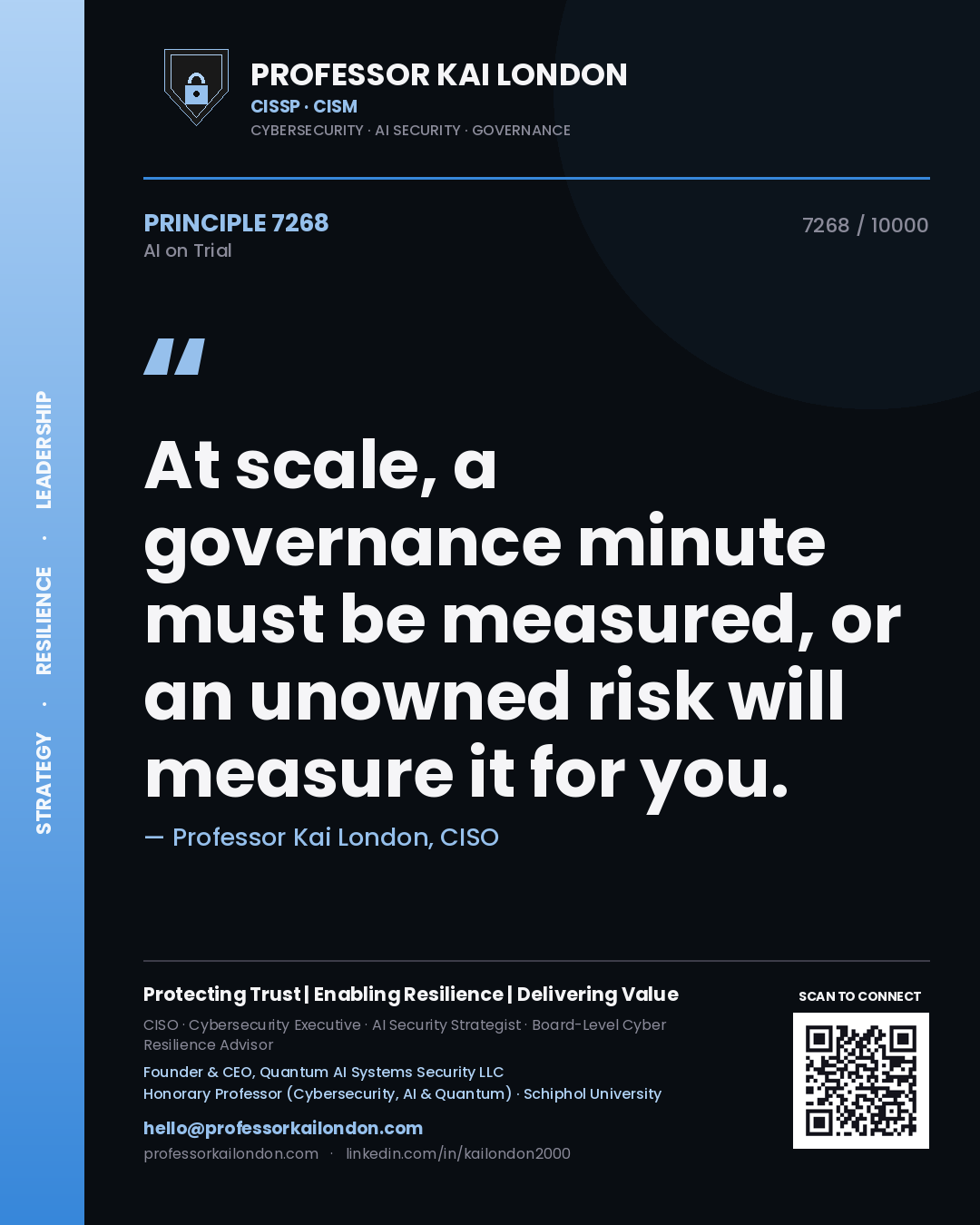 Professor Kai London principle 7268: At scale, a governance minute must be measured, or an unowned risk will measure it for you.